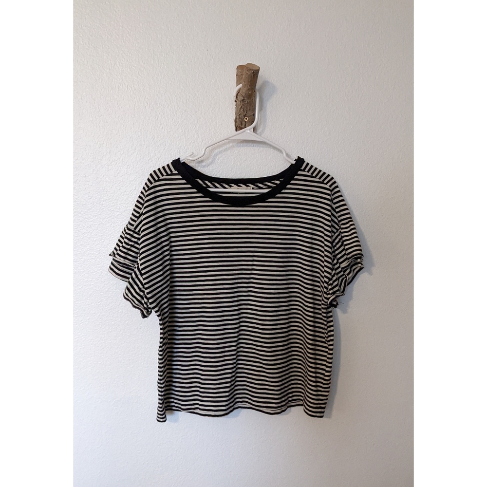 Madewell striped ruffle sleeve tee